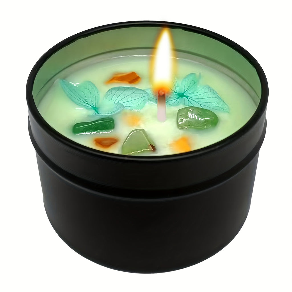 Geurkaars met Lavendel, Bloemblaadjes & Edelstenen