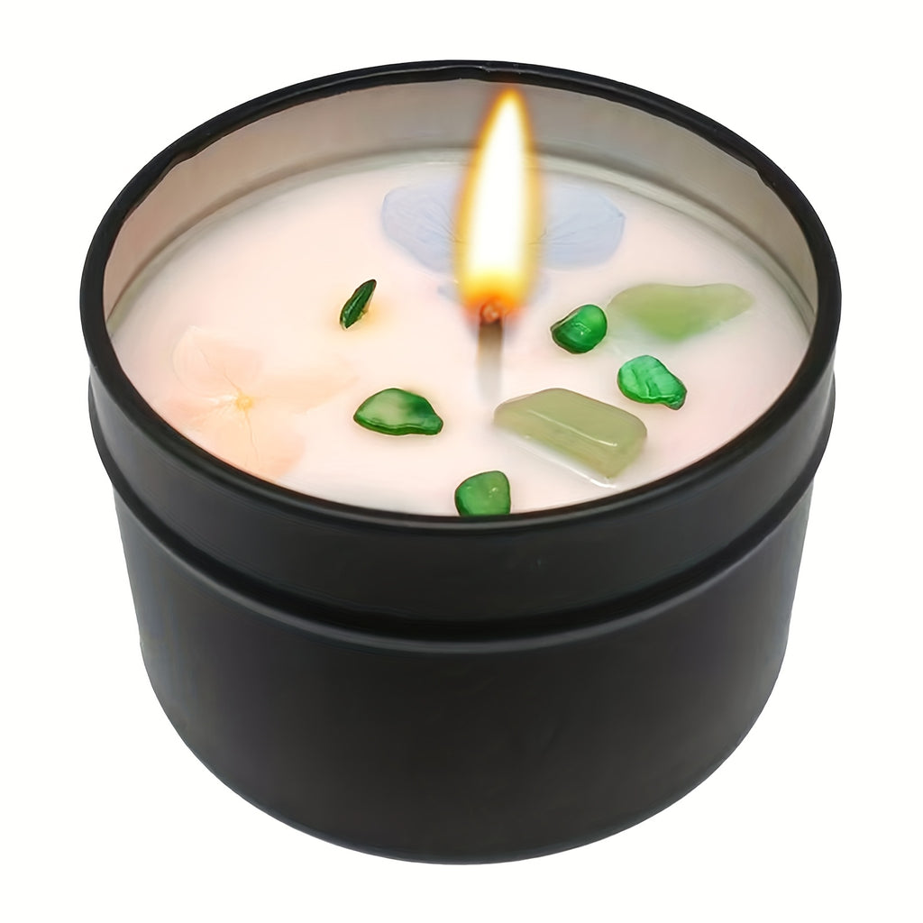 Geurkaars met Lavendel, Bloemblaadjes & Edelstenen