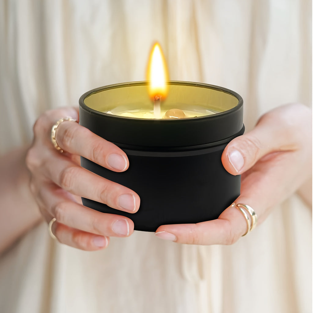 Geurkaars met Lavendel, Bloemblaadjes & Edelstenen