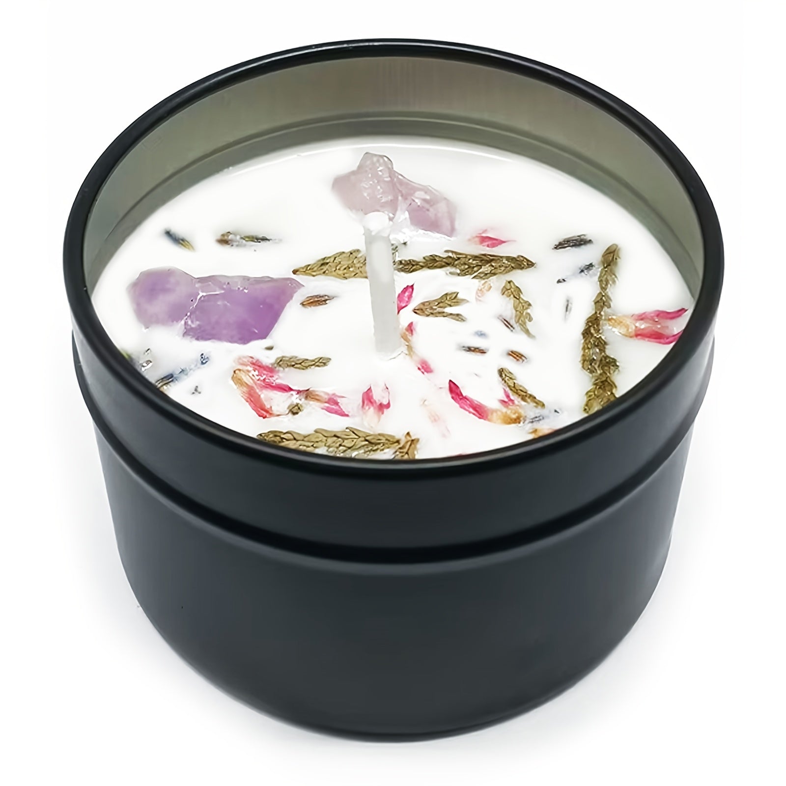 Geurkaars met Lavendel, Bloemblaadjes & Edelstenen