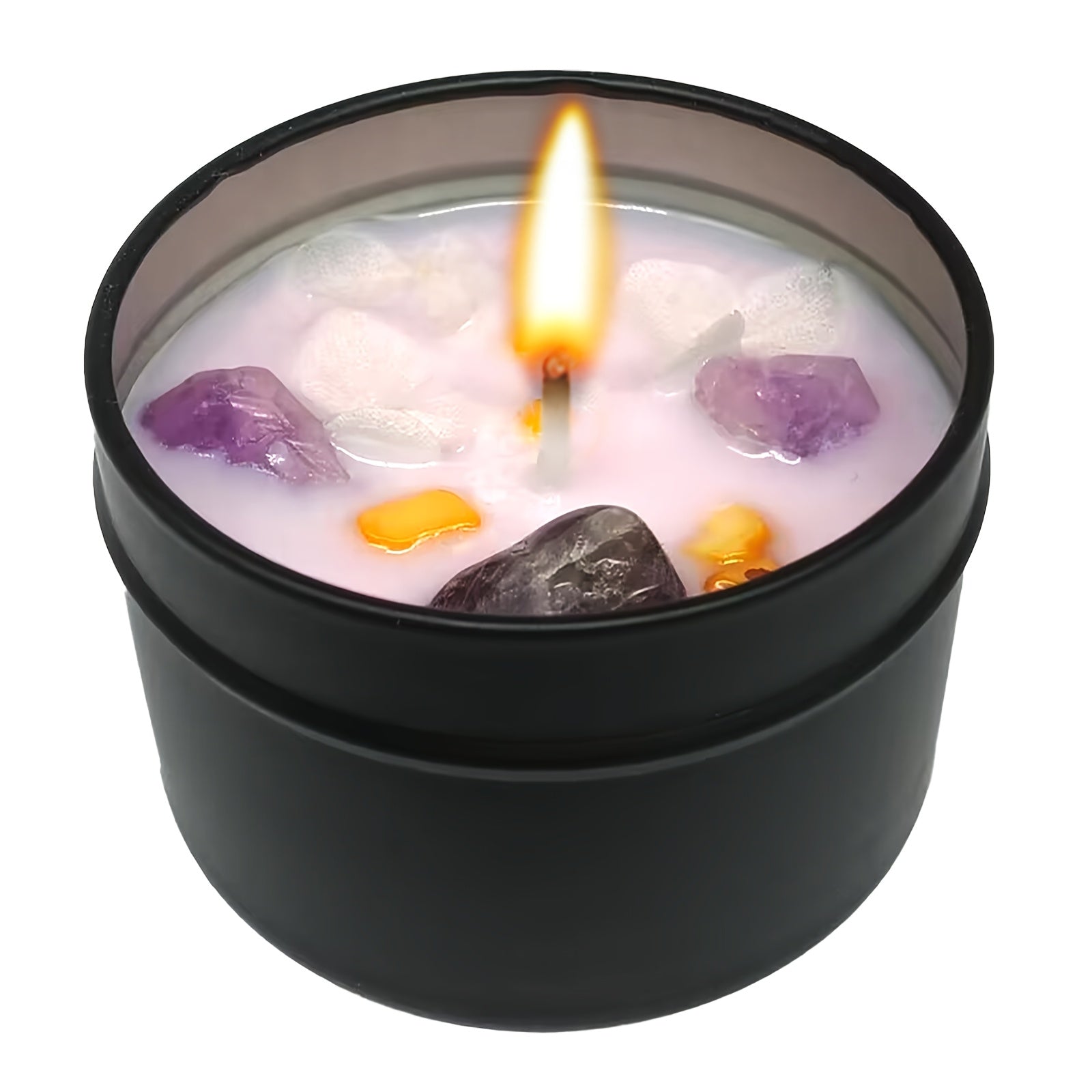 Geurkaars met Lavendel, Bloemblaadjes & Edelstenen